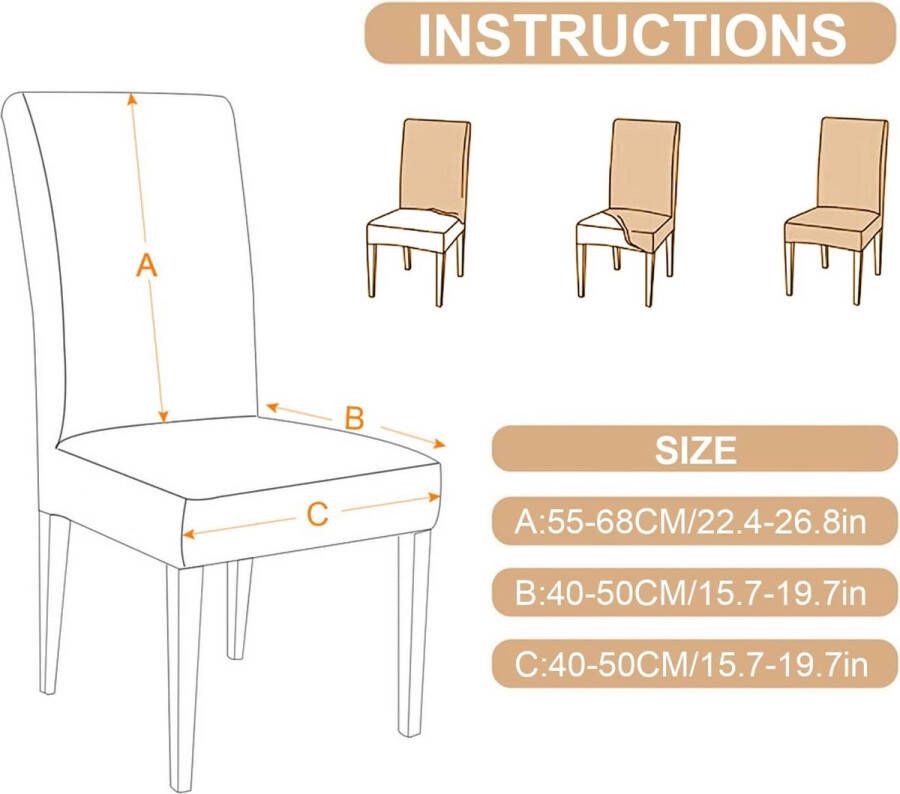Stoelhoezen set van 6 stretch XL stoelhoezen afwasbaar elastische stretch stoelbeschermers grote stoelhoezen voor eetkamer kantoor eetkamer hotel banket (fluweel donkergrijs set van 6) - Foto 2