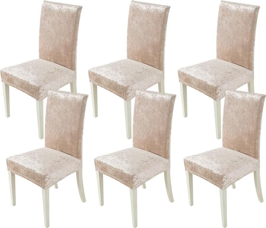 Stoelhoezen set van 6 stuks elastische afneembare wasbare stoelhoezen ideaal voor kantoren keukens hotels en bankethoezen lichtbeige kleur
