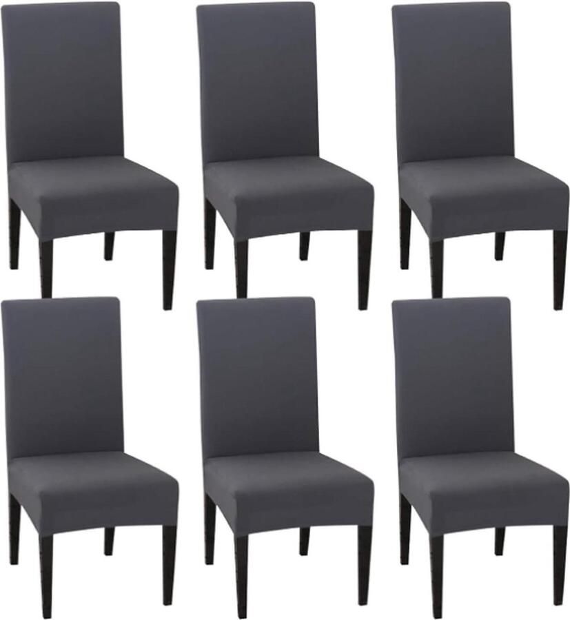 Stoelhoezen set van 6 stuks stretch afneembaar wasbaar decoratie voor eetkamerstoelen hotel ceremonie banket keuken huis bruiloft feest BalladHome Stoelhoezen