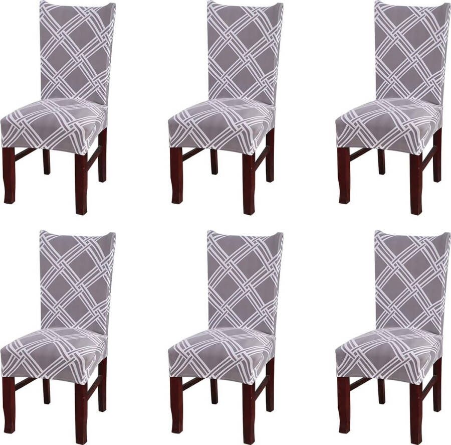 Stoelhoezen set van 6 stuks stretch eetkamerstoelovertrek zachte Parsons stoelhoezen afneembare spandex-stoelhoezen voor keukenstoelen grijze diamant