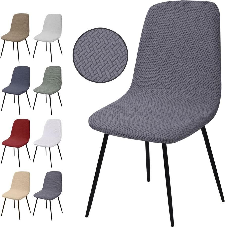 Stoelhoezen set van 6 stuks stretch stoelhoezen jacquard eetkamerstoelhoezen