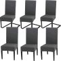 Stoelhoezen set van 6 stuks universele bi-elastische hoezen voor stoelen moderne stretch stoelhoezen stoelafdekking afneembaar wasbaar voor eetkamer hotel banket feestdecoratie donkergrijs - Thumbnail 1
