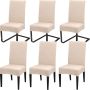 Stoelhoezen set van 6 stuks universele bi-elastische hoezen voor stoelen moderne stretch stoelhoezen stoelafdekking afneembaar wasbaar voor eetkamer hotel banket feestdecoratie beige - Thumbnail 2