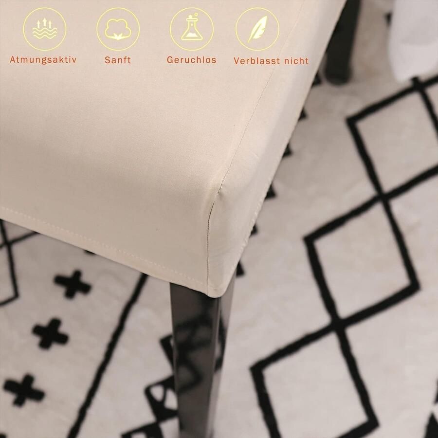 Stoelhoezen set van 6 stuks Universele bi-elastische hoezen voor stoelen Moderne stretch stoelhoezen Stoelafdekking afneembaar en wasbaar Voor eetkamer hotel banket en feestdecoratie Beige