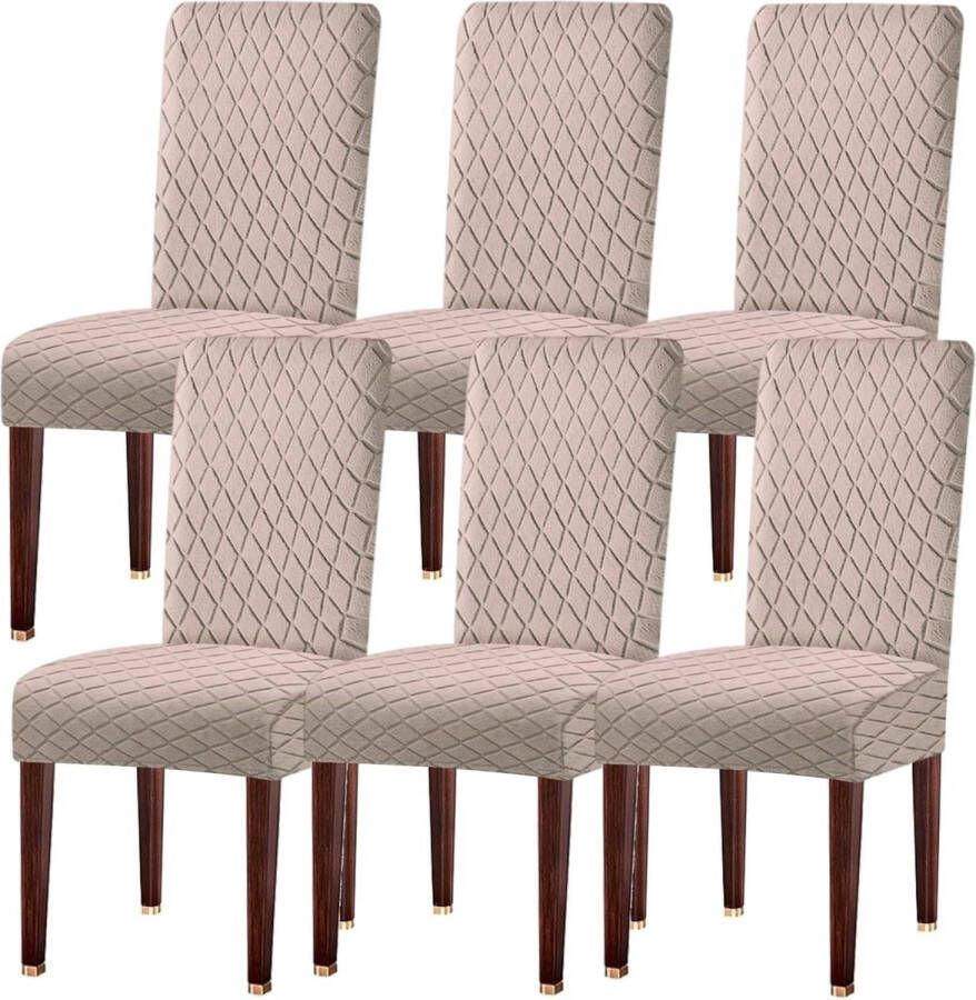 Stoelhoezen set van 6 stuks universele stretch stoelovertrek eetkamerstoelen elastisch modern afneembaar wasbaar voor eetkamerstoelen keuken bruiloft banket kaki