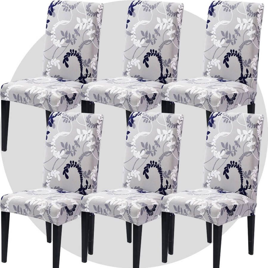 Stoelhoezen set van 6 super fit stretch afneembaar wasbaar eetkamerstoel beschermer cover stoelhoes voor hotel eetkamer ceremonie banket huwelijksfeest (grijs rotan)
