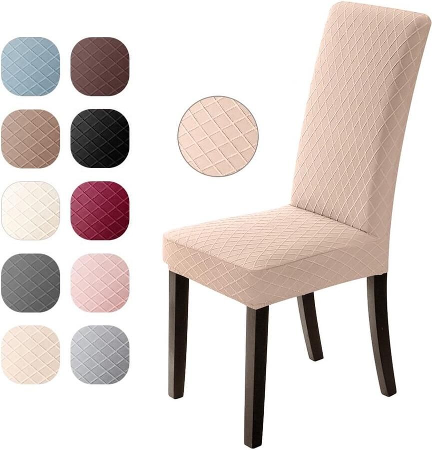 Stoelhoezen set van 6 universele stretch stoelhoezen moderne jacquard hoes afneembare stoelhoes eetkamerhoes bi-elastische stretch hoes voor banketdecoratie en bruiloftsfeesten (kameel set van 6)