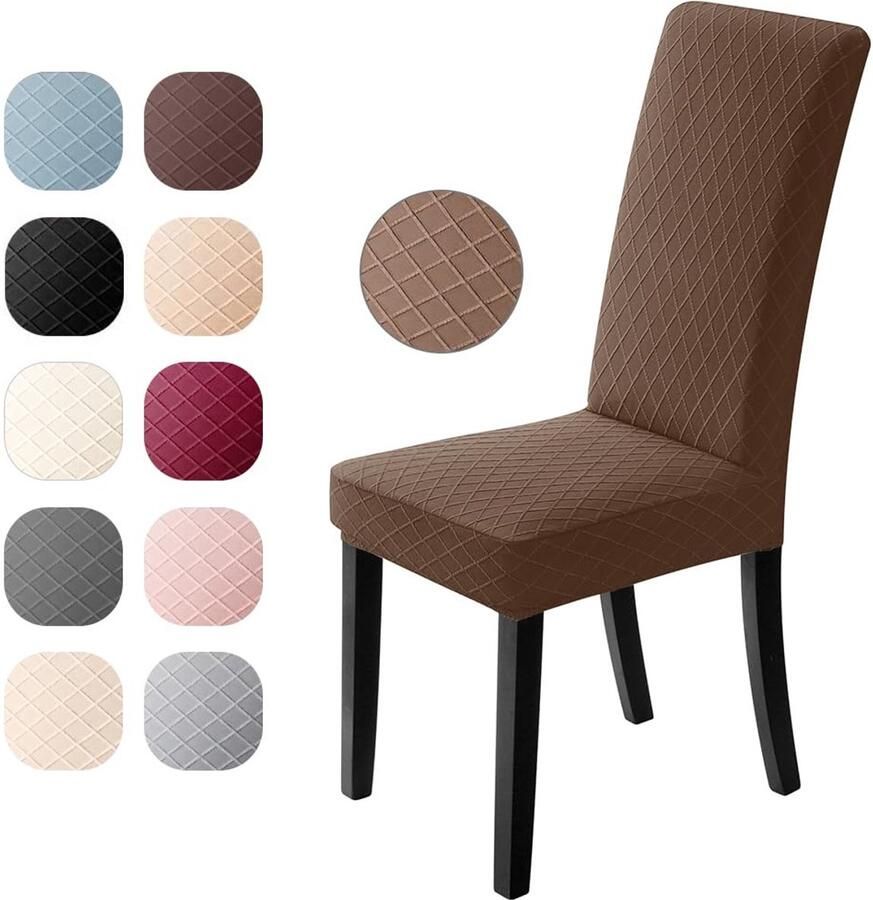 JGS Set van 4 Moderne Jacquard Bi-Elastische Stoelhoezen voor Eetkamer en Feestdecoratie