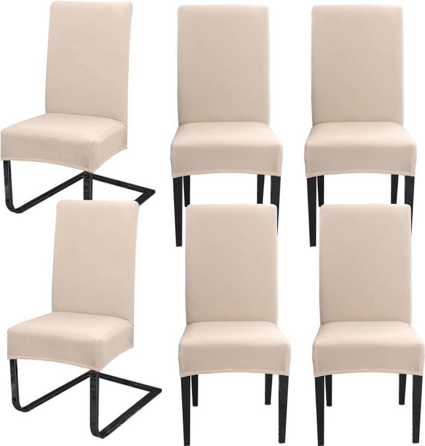 Stoelhoezen set van 6 voor schommelstoelen afneembare wasbare stoelbescherming en decoratie stretch stoelhoezen voor eetkamer bruiloft hotel keuken feestdecoratie ceremonie beige