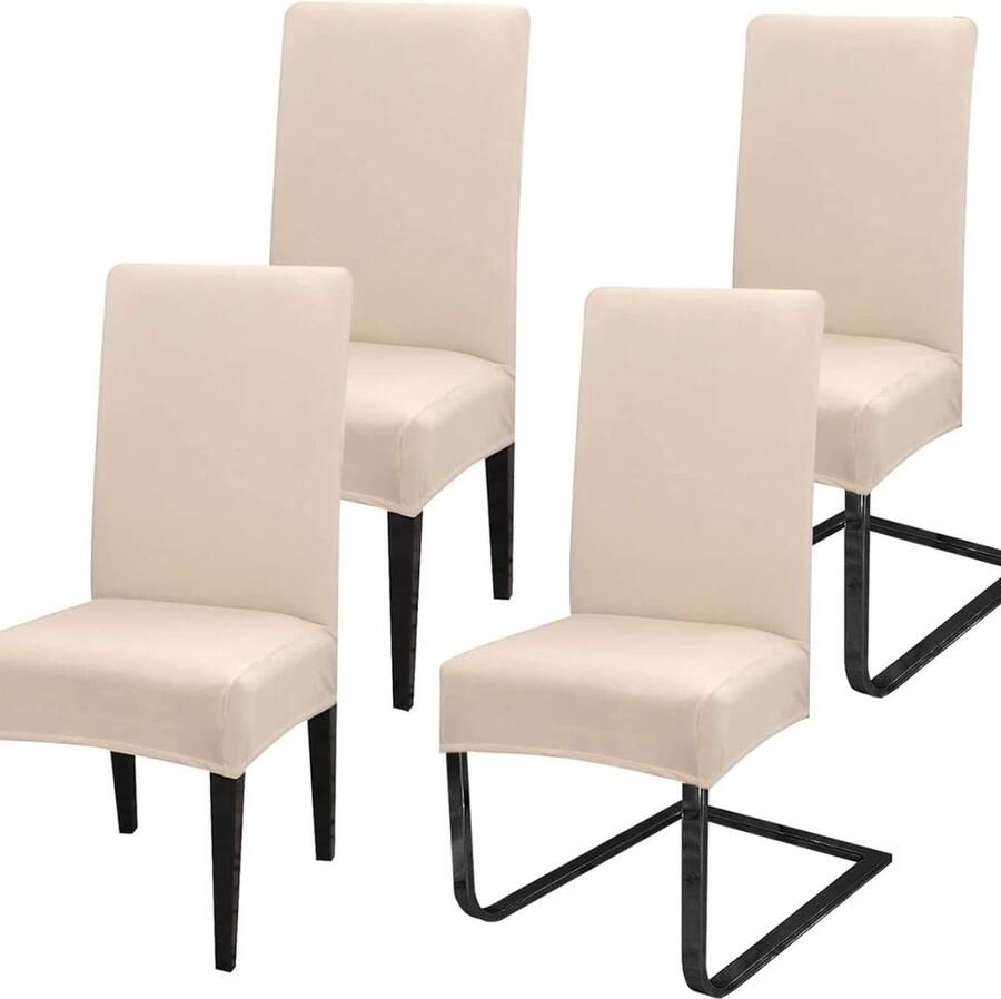 Stoelhoezen set van 6 voor schommelstoelen afneembare wasbare stoelbescherming en decoratie stretch stoelhoezen voor eetkamer bruiloft hotel keuken feestdecoratie ceremonie beige