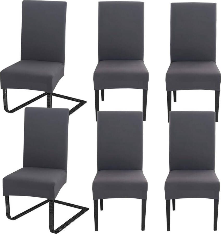 Stoelhoezen set van 6 voor schommelstoelen afneembare wasbare stoelen bescherming decoratie stretch stoelhoezen voor eetkamer bruiloft hotel keuken feestdecoratie ceremonie donkergrijs