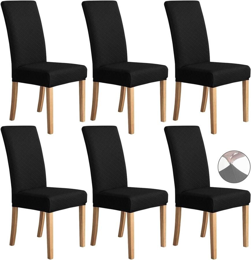 Stoelhoezen set van 6 Zwart Afneembaar en wasbaar Thuis keuken hotel Voor kantelstoel Banket bruiloft feest