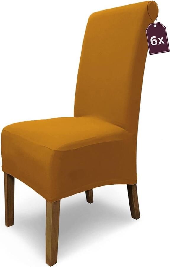 Stoelhoezen set van 4 waterdichte stoelhoezen voor eetkamerstoelen stretch stoelhoezen schommelstoelen wasbaar universele decoratie stoelhoes voor thuis restaurant keuken hotel geometrie oranje - Foto 7