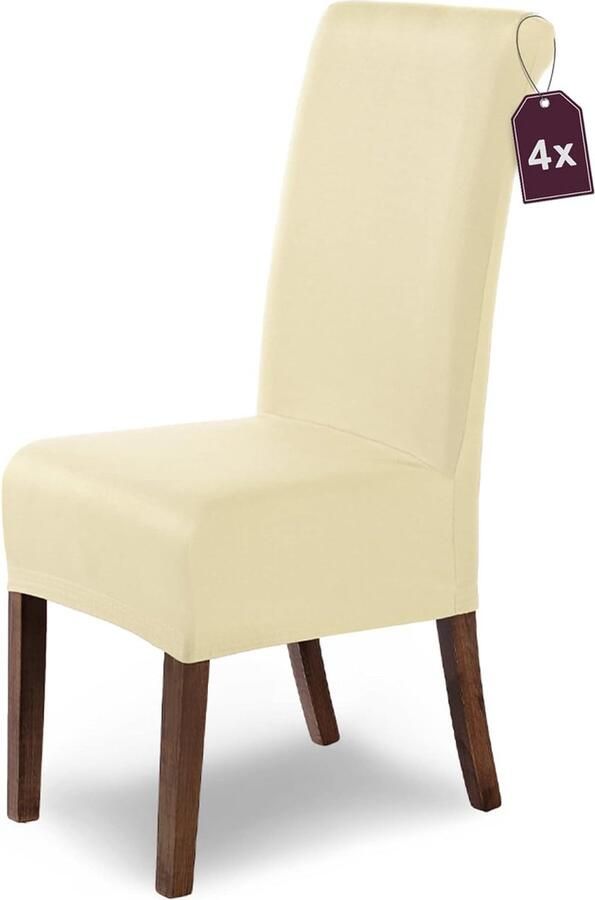 Stoelhoezen stretch Marie stoelhoezen crÃ¨me set van 4 elastische stoelhoezen met bescherming tegen vlekken schommelstoelhoezen rekbare stoelhoezen elastische stoelhoezen