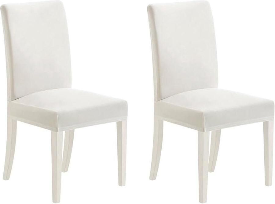 Stoelhoezen stretch set van 2 afneembaar en wasbaar moderne eetkamerstoel beschermers wit
