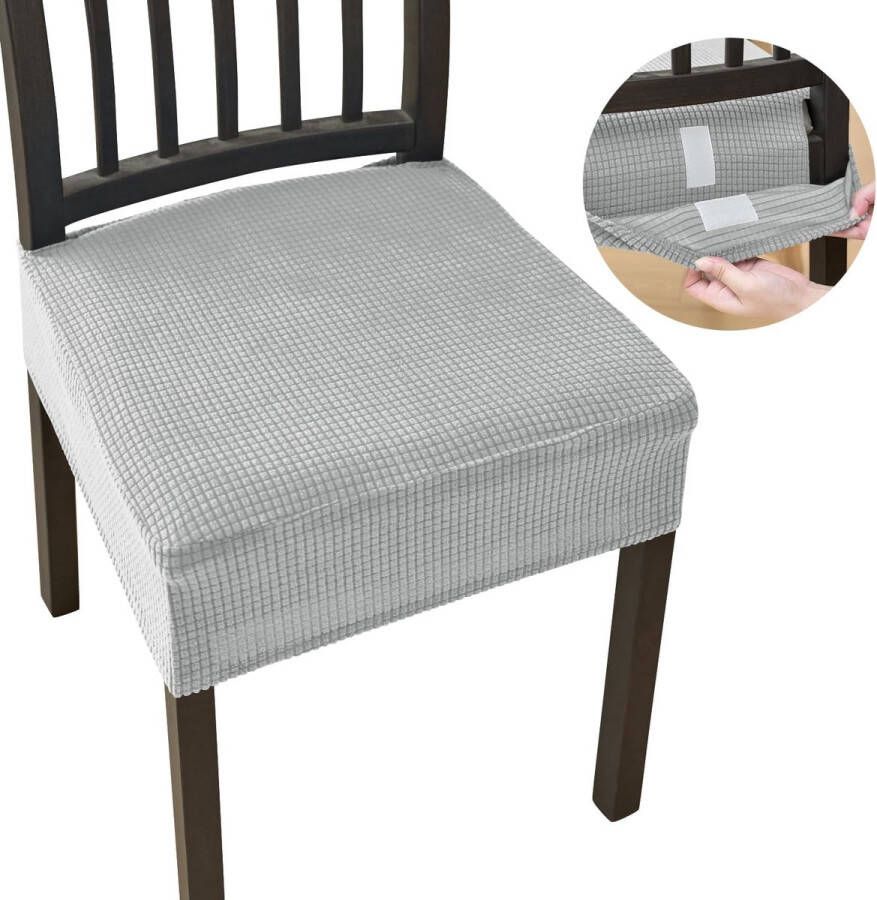 Stoelhoezen stretch wasbaar elastisch voor eetkamer hotel banket set van 4 6 stuks lichtgrijs 6