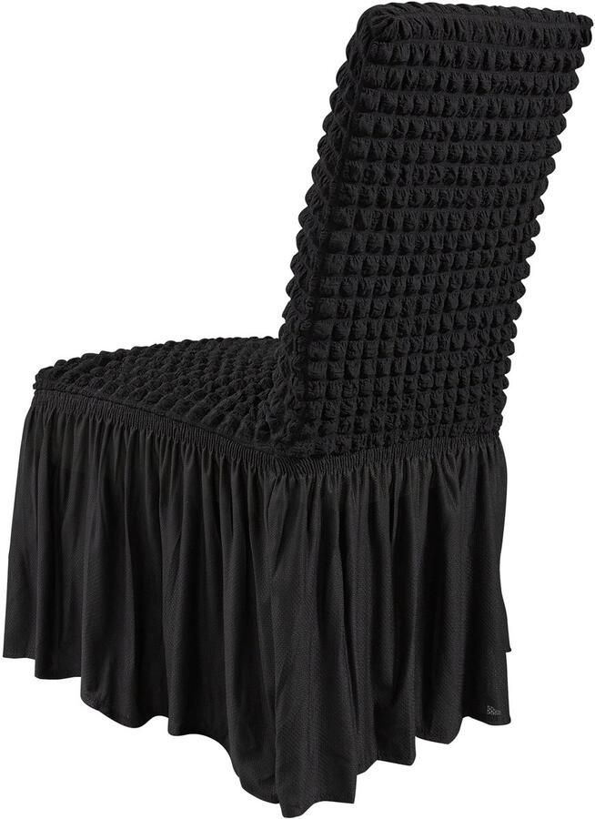 Stoelhoezen van elastisch spandex met rok universele passende stoelhoes afneembare wasbare beschermhoezen voor bruiloften feestdagen banketten feesten partijen maaltijden (4 stuks zwart)