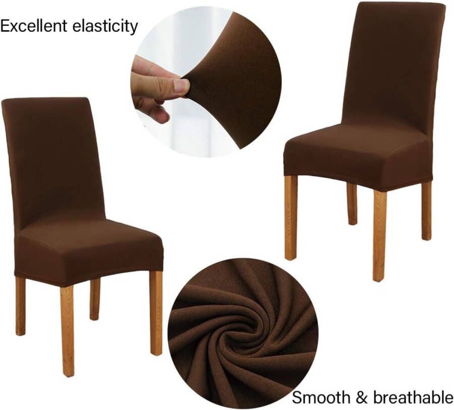 Stoelhoezen voor de eetkamer 4 stuks afneembaar wasbaar elastisch moderne beschermers rekbare stoelhoezen voor bruiloften feesten banketten eetkamer hotel restaurant donkerbruin