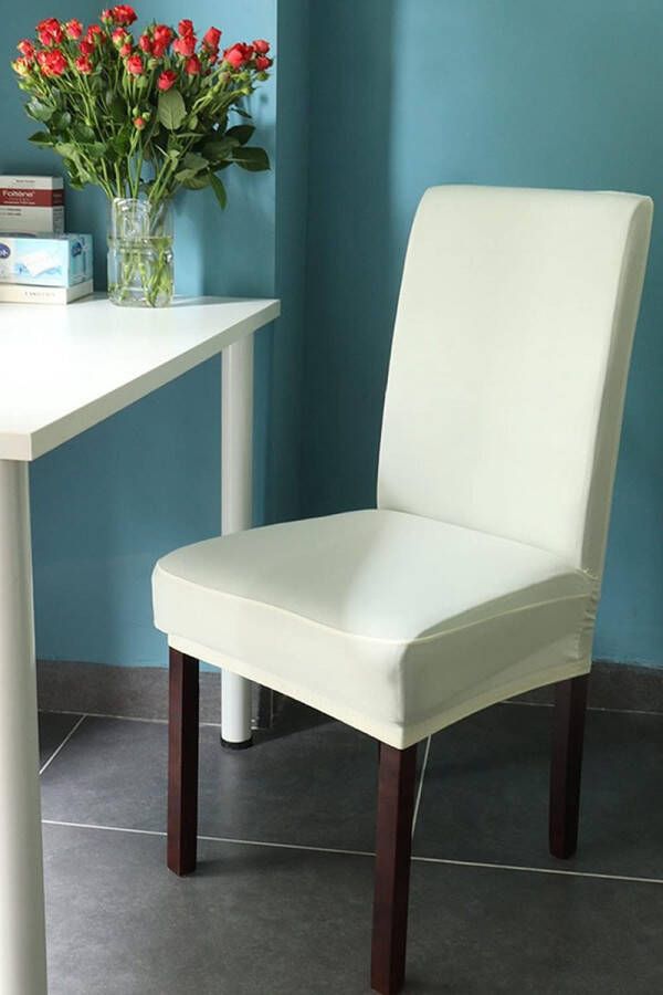 Stoelhoezen voor de eetkamer 6 stuks afneembaar wasbaar elastisch moderne beschermers rekbare stoelhoezen voor bruiloften feesten banketten thuis eetkamer hotel beige