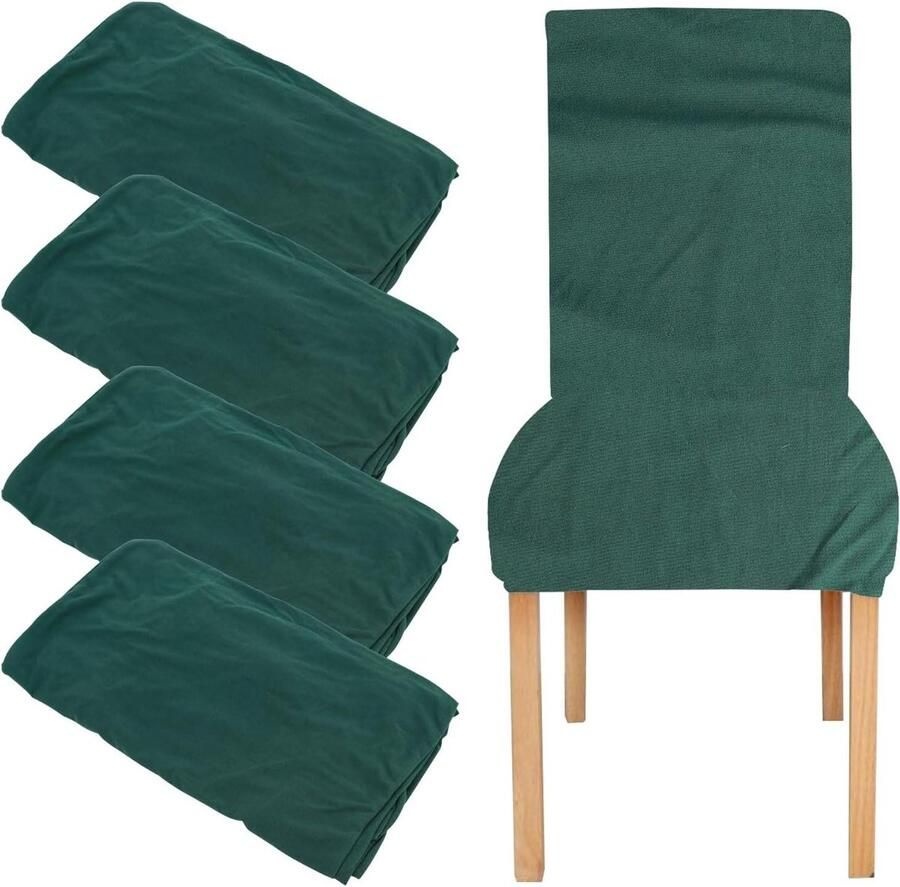 Stoelhoezen voor eetkamer (donkergroen) Allecto Plus Set van 4 Duurzame bescherming