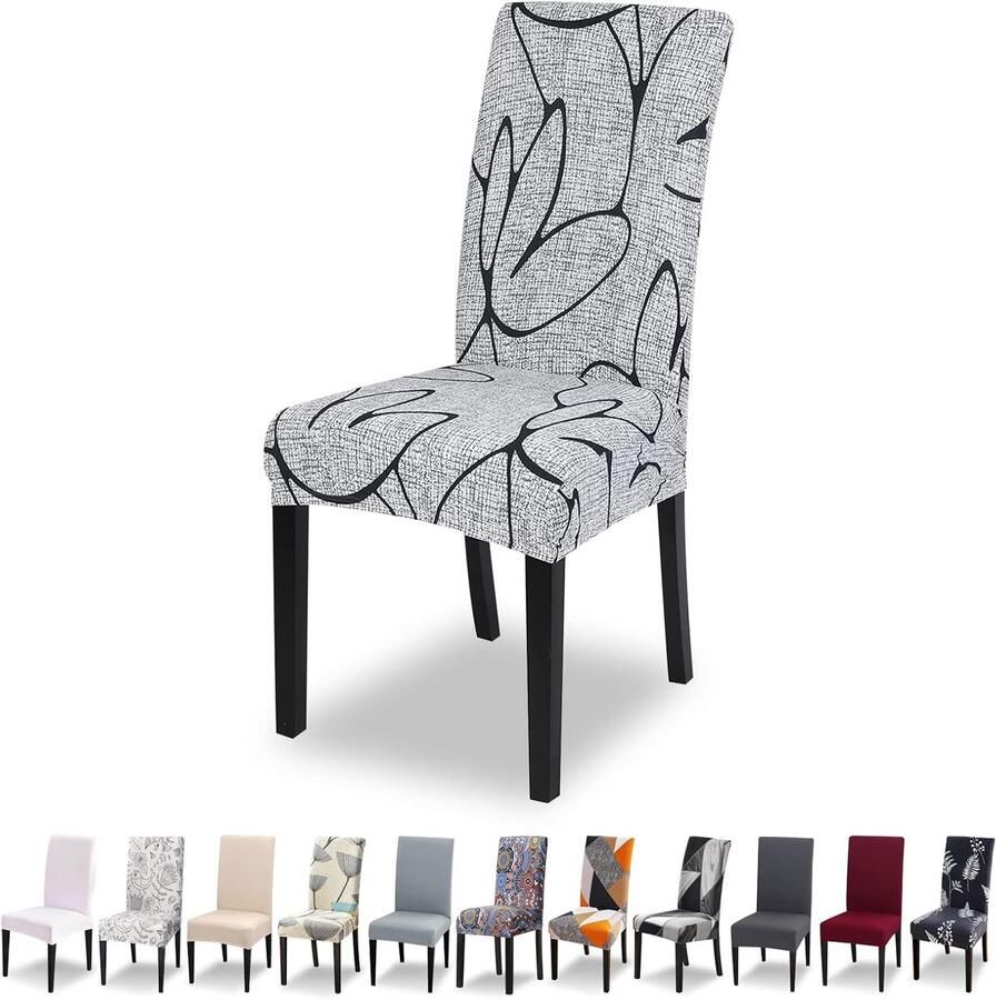 Stoelhoezen voor eetkamerstoelen 6-delige set stretch moderne stoelhoezen voor kantelstoelen universeel wasbaar afneembare stoelhoes voor eetkamer hotel banket keuken grijze bloem