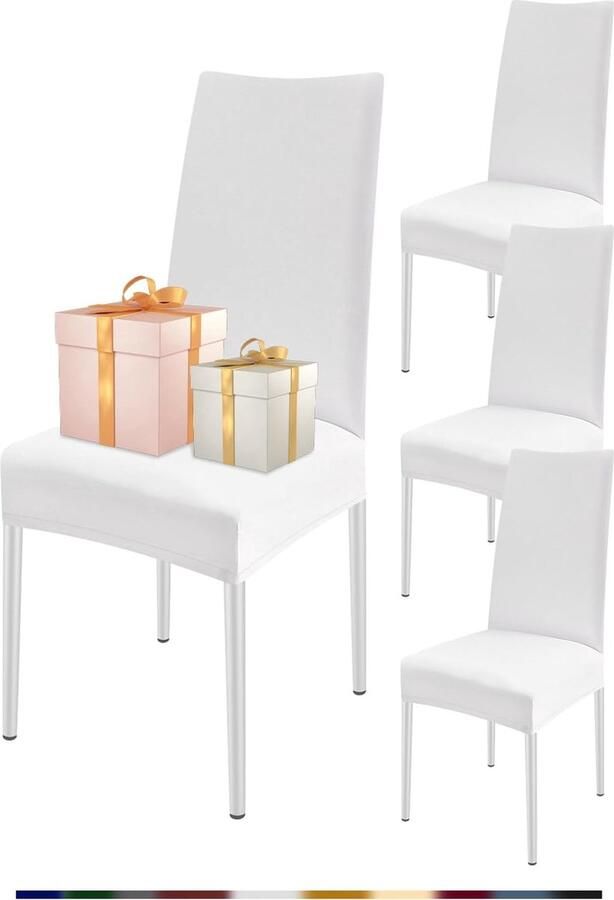 Stoelhoezen voor eetkamerstoelen elastisch modern universeel voor restaurant hotel banket party decoratie (wit set van 4)