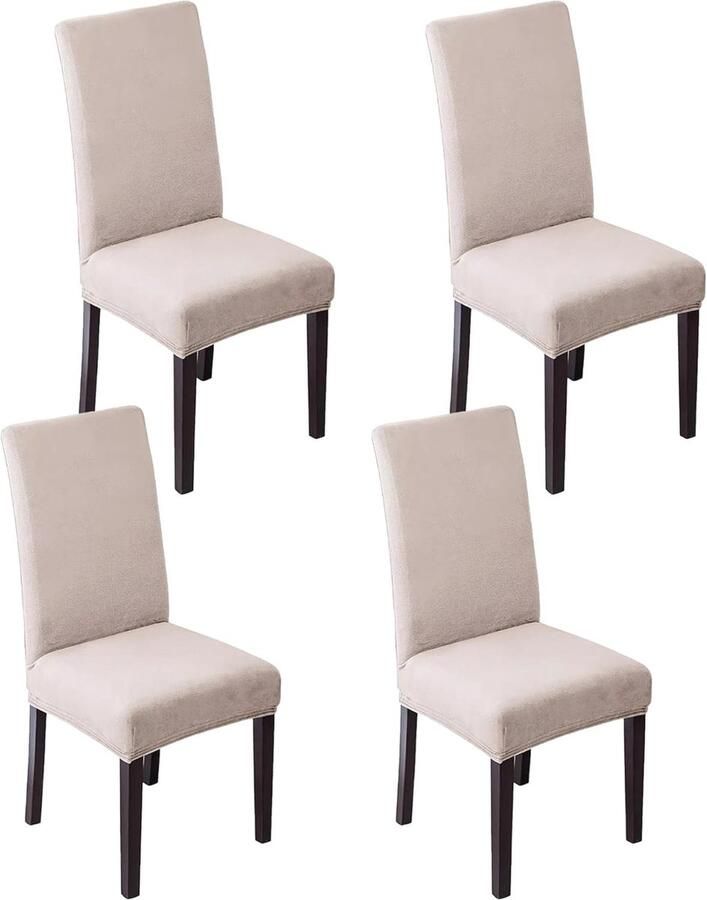 Stoelhoezen voor Eetkamerstoelen Set van 4 of 6 Stuks Stretch Afneembaar en Wasbaar Fluwelen Look