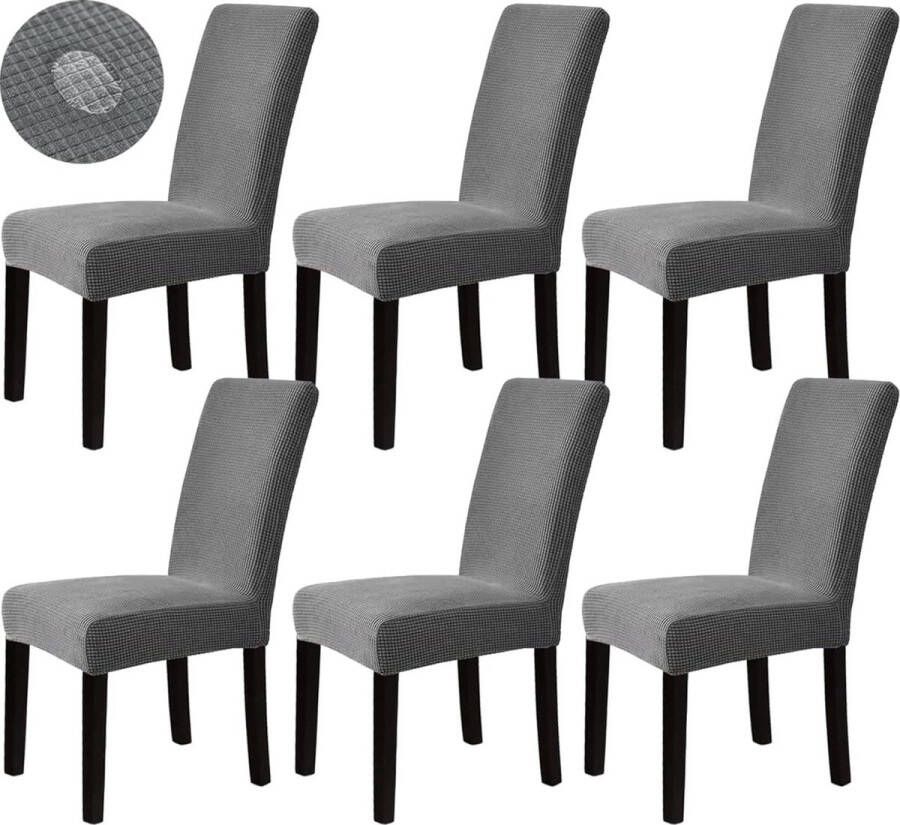Stoelhoezen voor eetkamerstoelen set van 6 stuks stretch spandex wasbare stoelhoes beschermer voor bruiloft keuken eetkamer kantoor thuis hotel banket ceremonie decoratie (grijs)