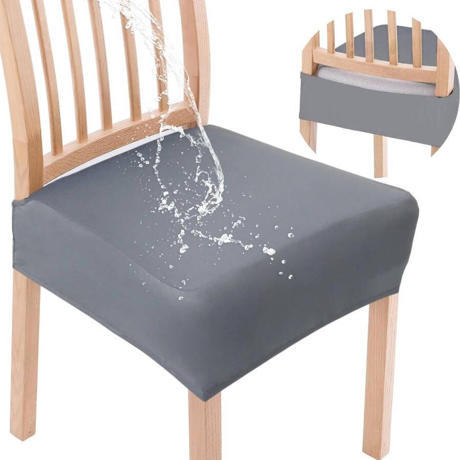 Stoelhoezen waterdichte stretch hoezen voor stoelen set van 4 eetkamerstoel zwart stoelbekleding voor bureaustoel eetkamerstoelen bruiloft boeket (grijs)