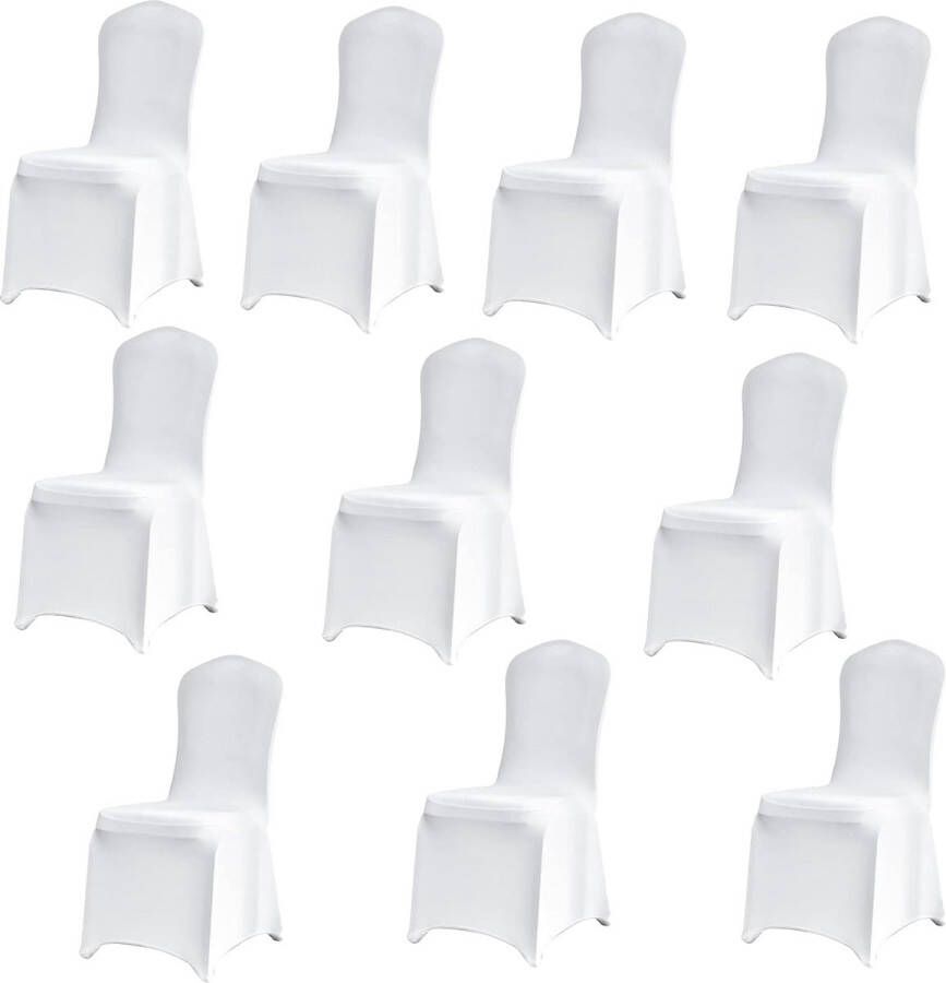 Stoelhoezen wit 10 stuks wasbaar afneembare universele stoelhoezen herbruikbaar elastische stoelhoezen bruiloftsfeest jubileumfeest woondecoratie