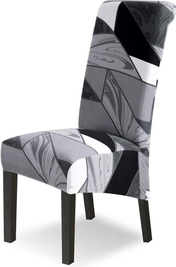 Stoelhoezen XL set van 6 stretch stoelhoezen schommelstoelen XL voor eetkamerstoelen spandex universele stoelhoezen grote eetkamerstoelhoezen geometrisch zwart