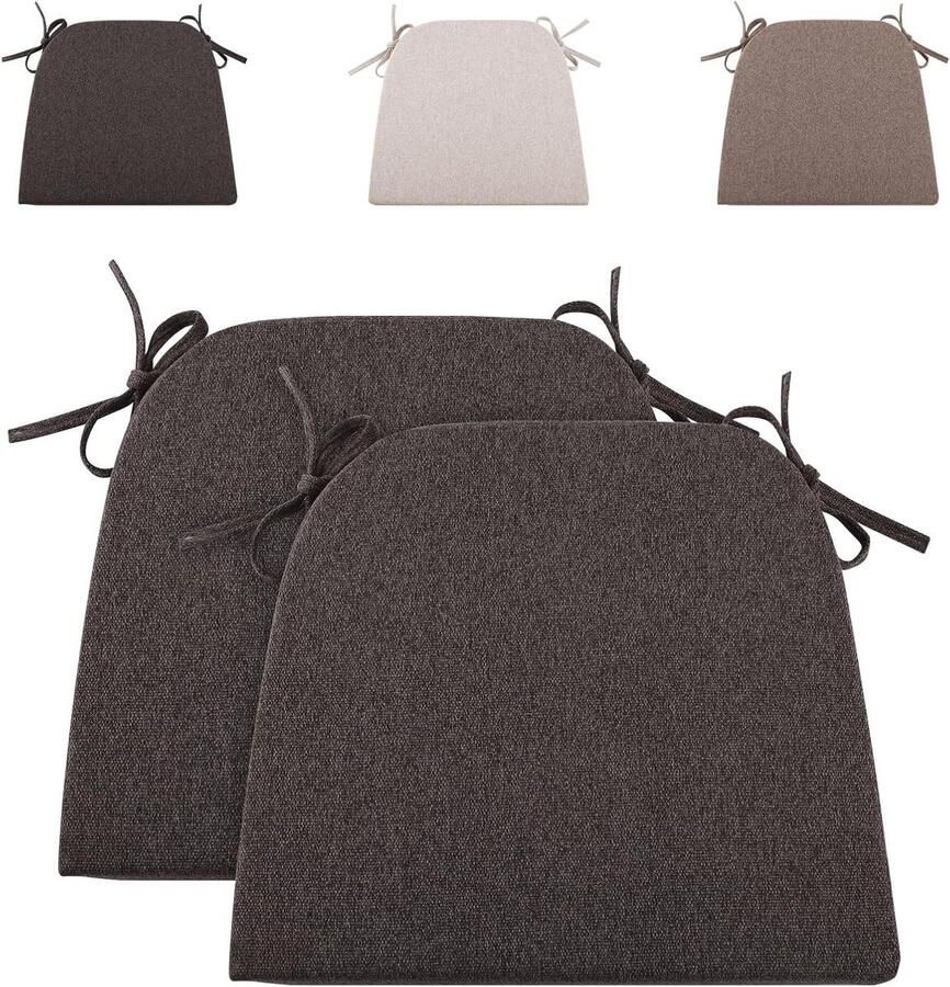 Stoelkussen 43 x 41 cm voor buiten Zitkussen voor tuinstoel of rotanstoel Donkergrijs 2 stuks