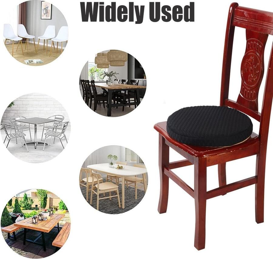 Stoelkussen antislip keuken eetkamerstoel pad rond zitkussen zwart