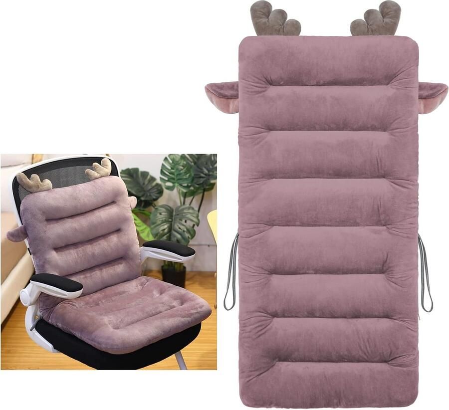 Stoelkussen Bureaustoel kussen 85cm Bureaustoel kussen Zitkussen met rugsteun Ligstoel kussen met bevestiging sband (Paars) 85×45cm