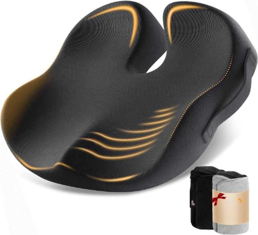 Stoelkussen Bureaustoel XL Ergonomisch Zitkussen Comfortabel Kussen Voor Bureaustoel Zwart