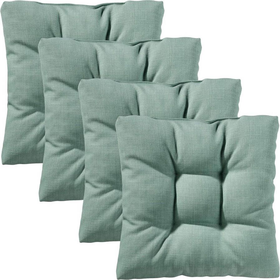 Stoelkussen Cozy Set van 4 comfortabele zitkussens voor tuinstoel keuken of eetkamer binnen en buiten 40 x 40 x 6 cm licht turquoise