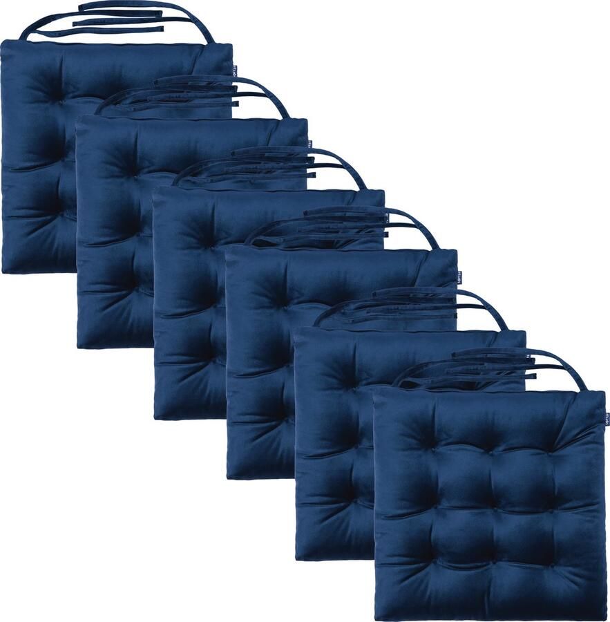 Stoelkussen Stoelkussens Eetkamer Stoelkussens met Lint Slipvrij Getuft Binnen Zitkussen Flueel Zitkussens Kussens voor Stoelen 42x40 cm