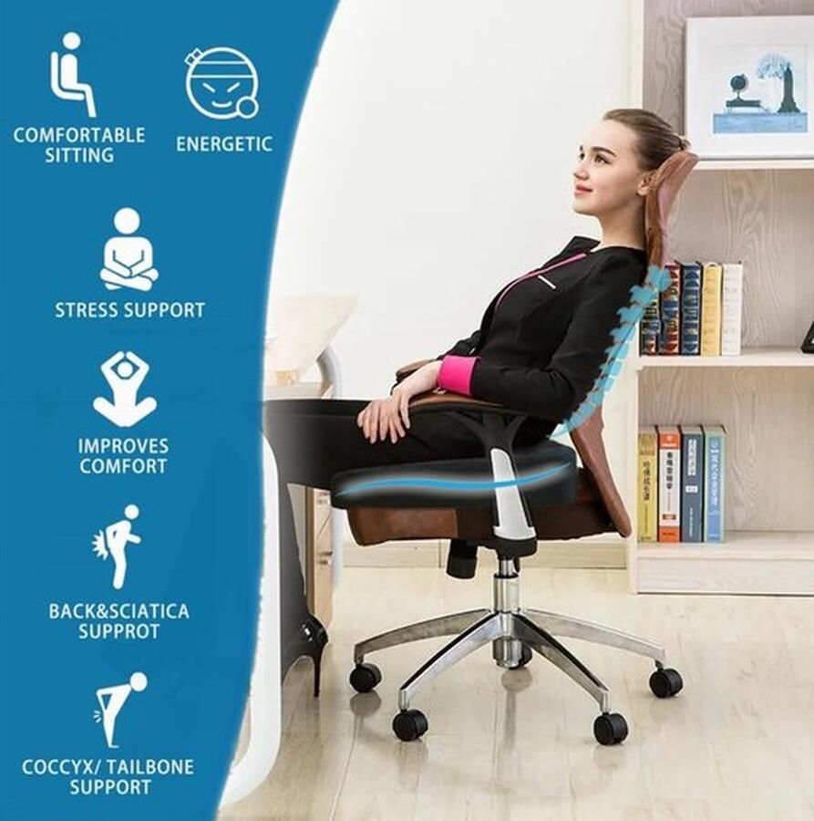 Stoelkussen Traagschuim Dik en Groot Staartbeen Drukontgrendelingskussen voor Bureaustoel Gamingstoelen Autostoelen Rolstoelen Comfortabele Ondersteuning