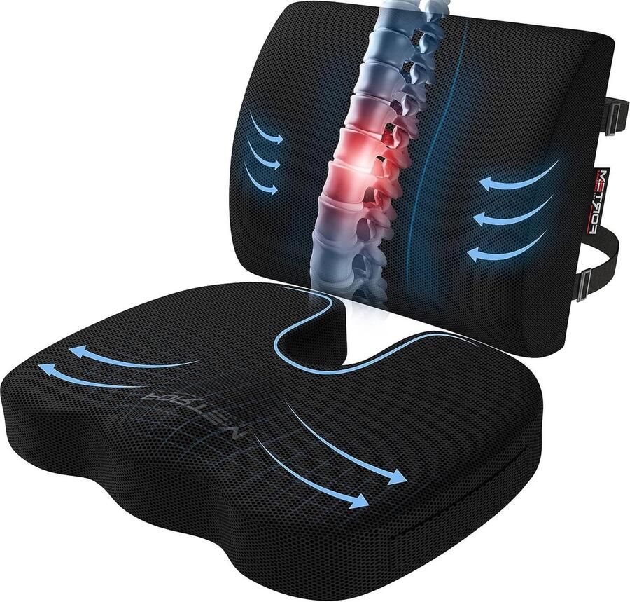 Stoelkussen van Traagschuim Zitkussen voor Bureaustoel en Autostoel met Wasbare Hoes