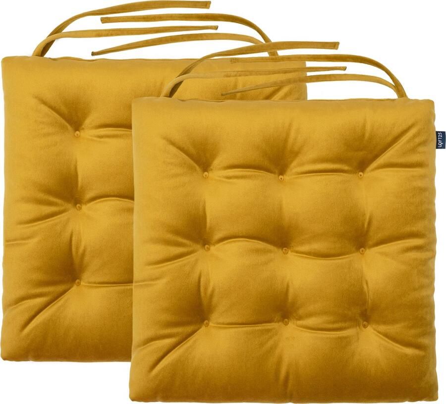 Stoelkussens Eetkamer Stoelkussen Stoelkussens met Lint Slipvrij Getuft Binnen Zitkussen Flueel Zitkussens Kussens voor Stoelen 42x40 cm - Foto 2