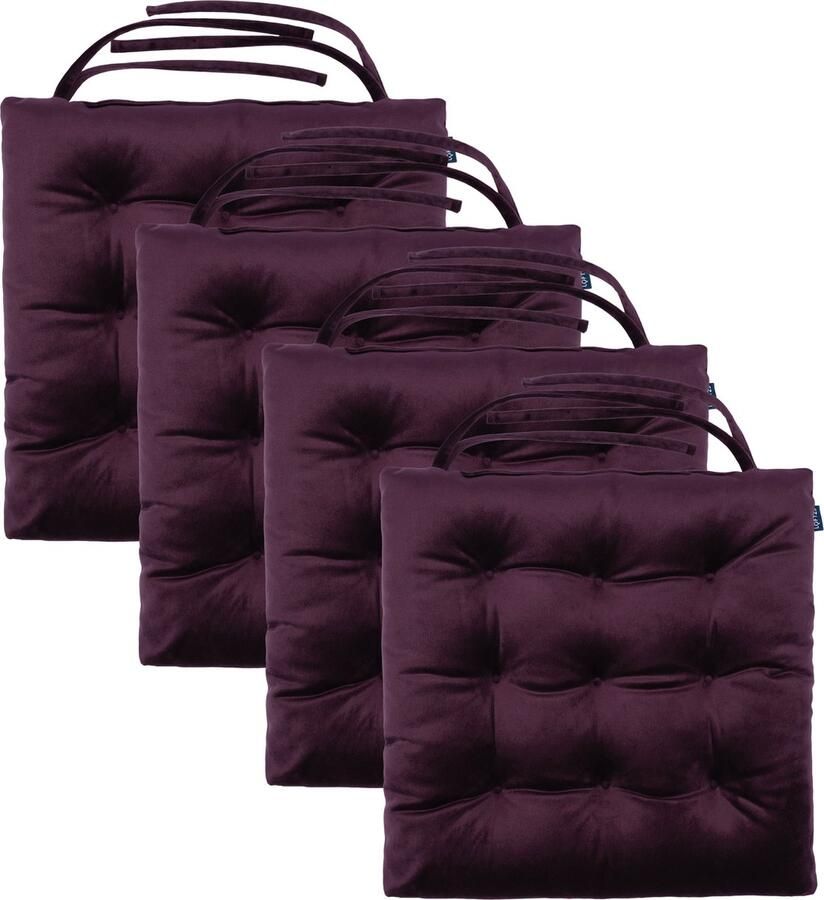 Stoelkussens Eetkamer Stoelkussen Stoelkussens met Lint Slipvrij Getuft Binnen Zitkussen Flueel Zitkussens Kussens voor Stoelen 42x40 cm