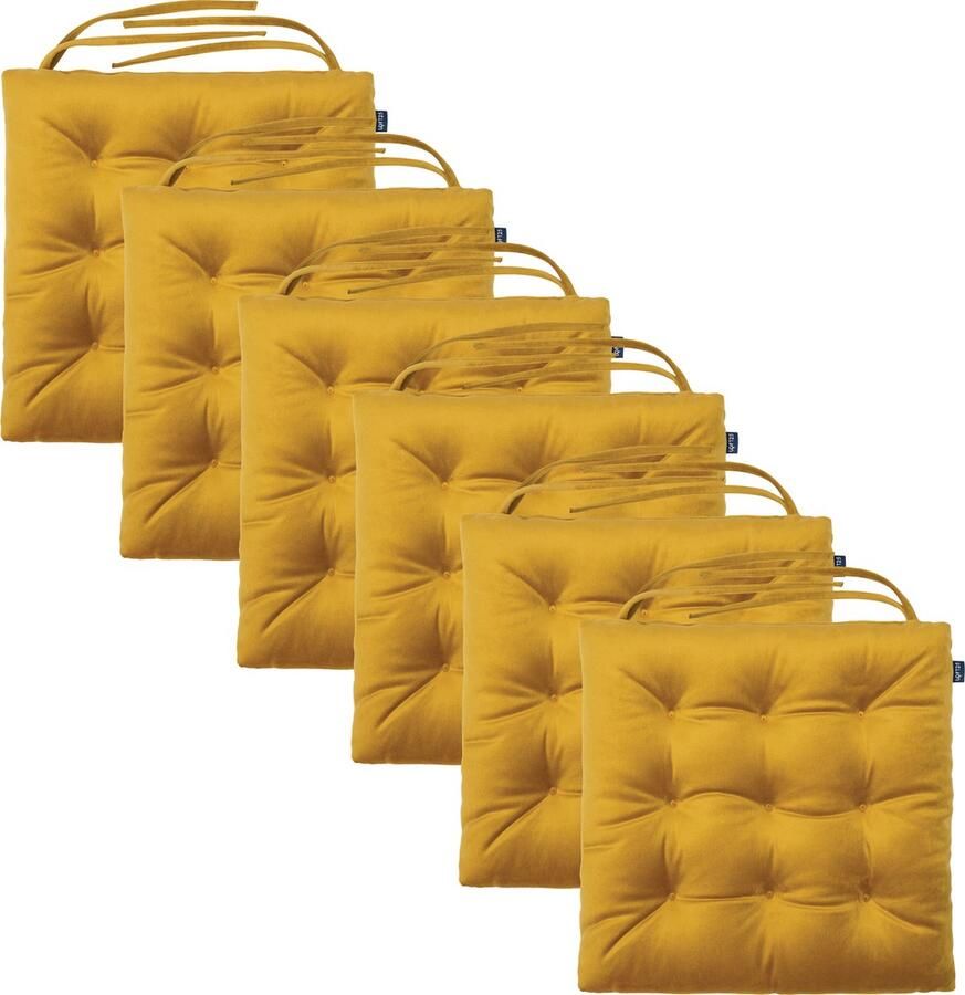 Stoelkussen Stoelkussens Eetkamer Stoelkussens met Lint Slipvrij Getuft Binnen Zitkussen Flueel Zitkussens Kussens voor Stoelen 42x40 cm