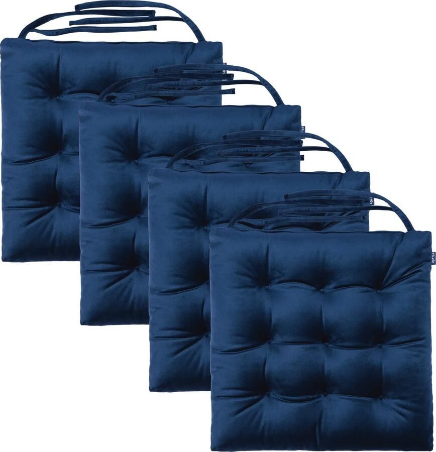 Stoelkussens Eetkamer Stoelkussen Stoelkussens met Lint Slipvrij Getuft Binnen Zitkussen Flueel Zitkussens Kussens voor Stoelen 42x40 cm