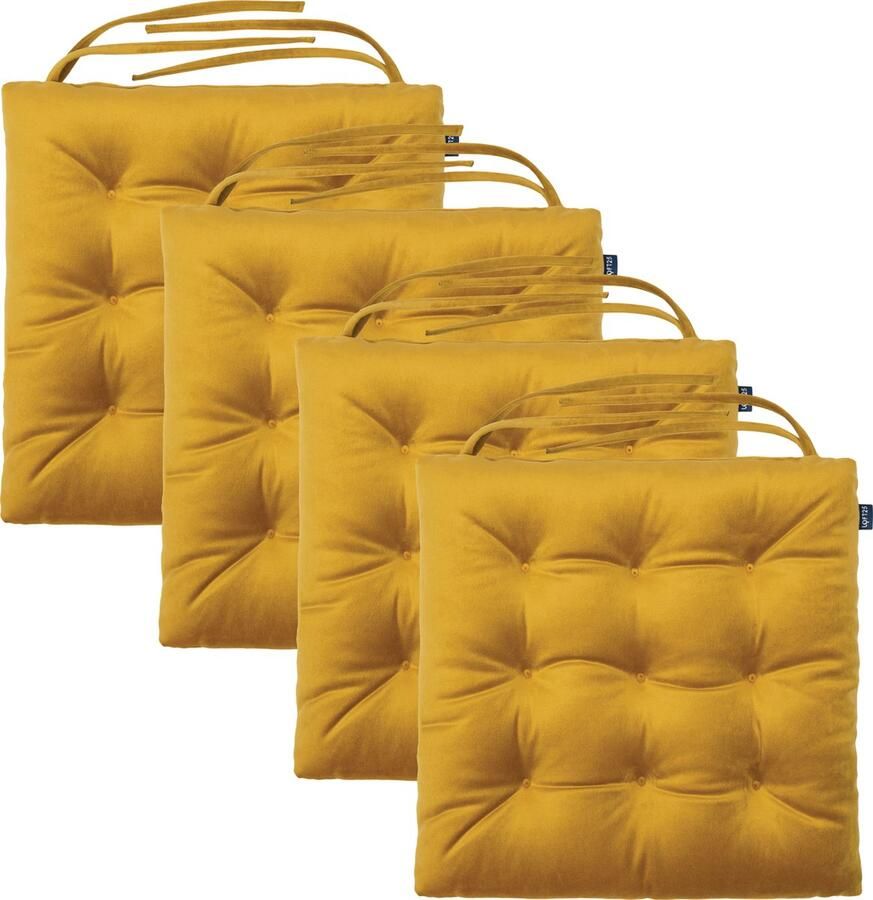 Stoelkussens Eetkamer Stoelkussen Stoelkussens met Lint Slipvrij Getuft Binnen Zitkussen Flueel Zitkussens Kussens voor Stoelen 42x40 cm