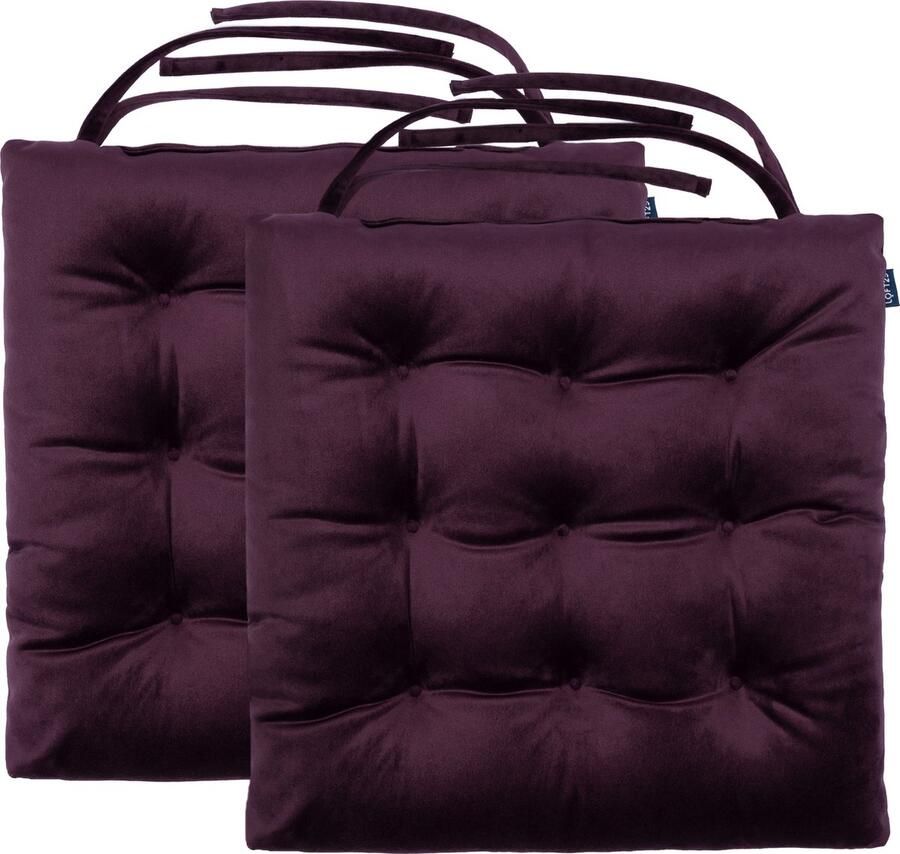 Stoelkussens Eetkamer Stoelkussen Stoelkussens met Lint Slipvrij Getuft Binnen Zitkussen Flueel Zitkussens Kussens voor Stoelen 42x40 cm