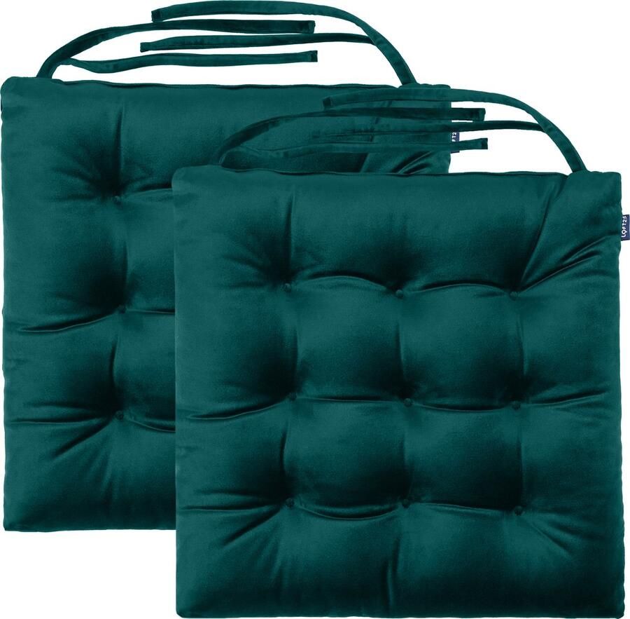 Stoelkussens Eetkamer Stoelkussen Stoelkussens met Lint Slipvrij Getuft Binnen Zitkussen Flueel Zitkussens Kussens voor Stoelen 42x40 cm