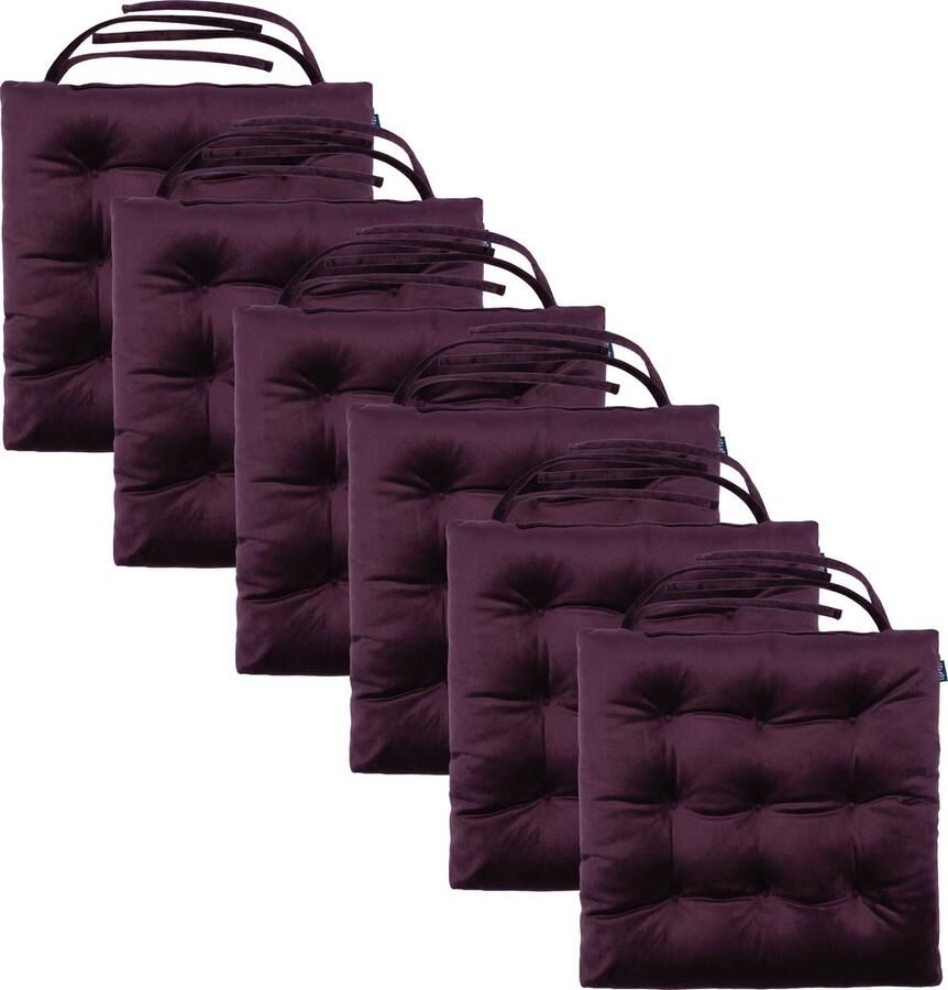 Stoelkussens Eetkamer Stoelkussen Stoelkussens met Lint Slipvrij Getuft Binnen Zitkussen Flueel Zitkussens Kussens voor Stoelen 42x40 cm