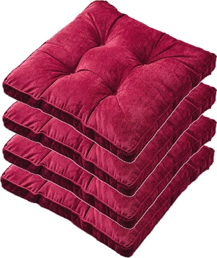 Stoelkussens Set van 4 Vierkant voor Eetkamerstoelen Comfortabele Zitkussens voor Huiskamer en Keuken