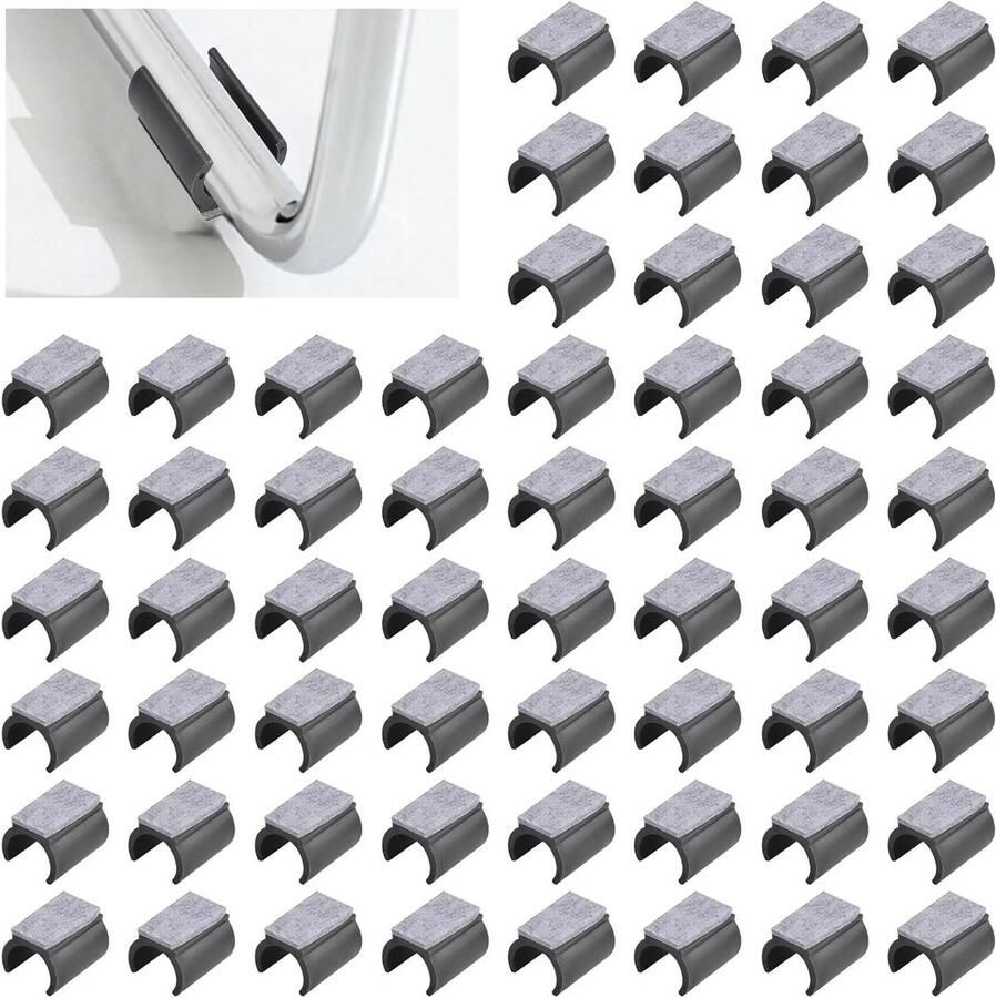 Stoelkussens Set van 60 stuks 25 mm Kunststof Stoelpootbeschermers Vilten Pads U-vormige Stoelbuis Vloerbeschermers Antislip Zwarte Stoelpoot