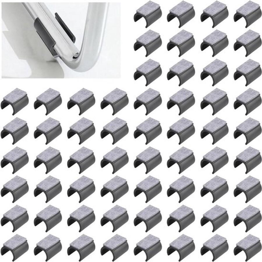 Stoelkussens Set van 60 stuks 25 mm Kunststof Stoelpootbeschermers Vilten Pads U-vormige Stoelbuis Vloerbeschermers Antislip Zwarte Stoelpoot
